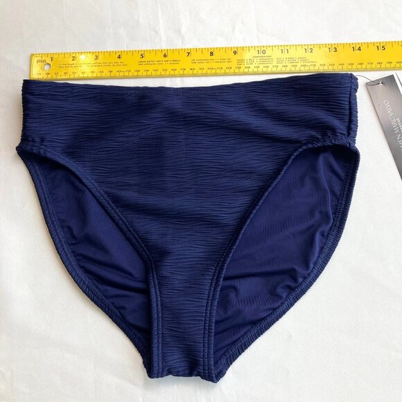 Carmen Marco Valvo High Waist Wave Texture Bikini Bottom Medium M Maritime NWT - Picture 8 of 9